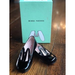 NWB Minna Parikka Girls Black Bunny Loafer Mini 23